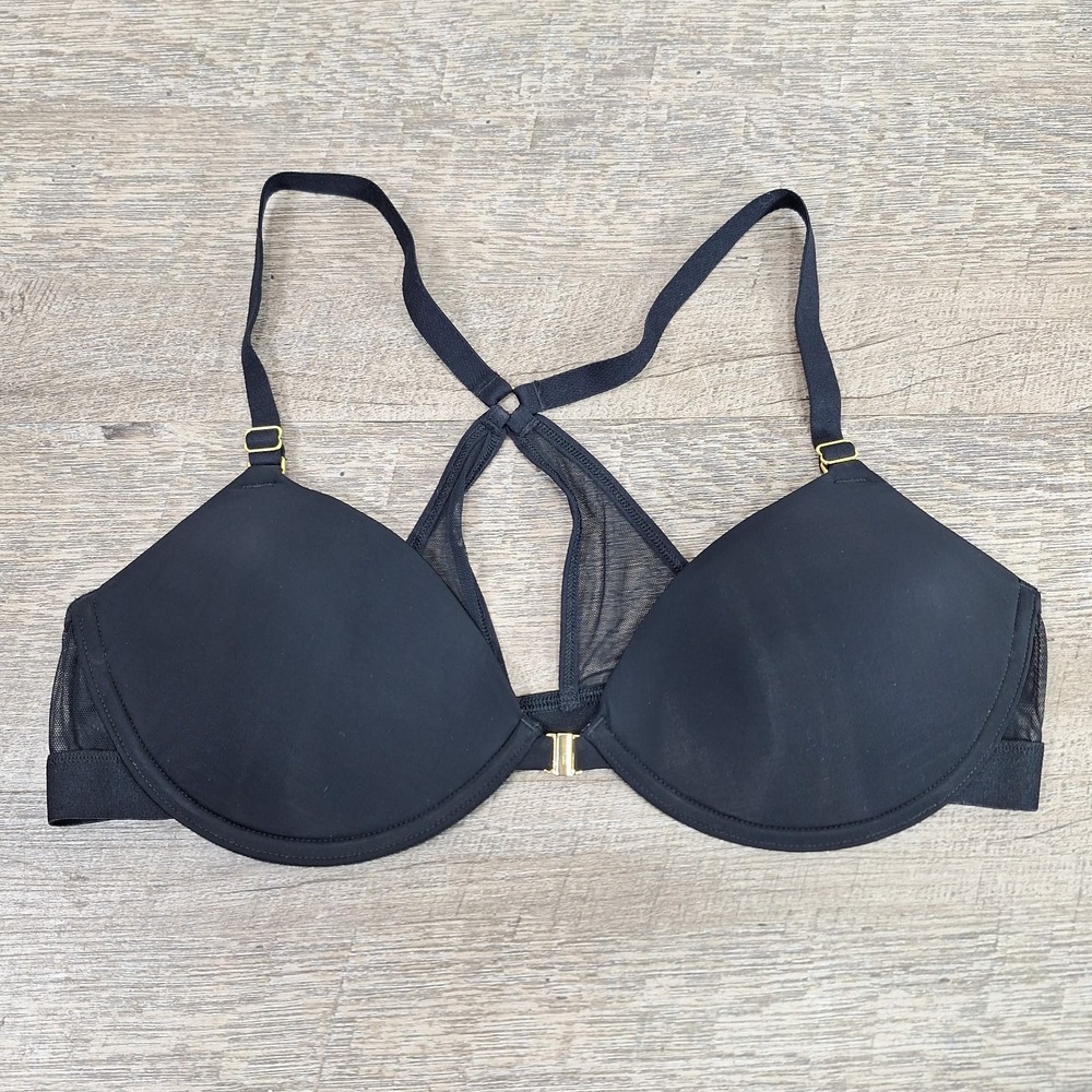 Pepper 40B Bra Classic Shirt Front Closure Padded Uplift Black